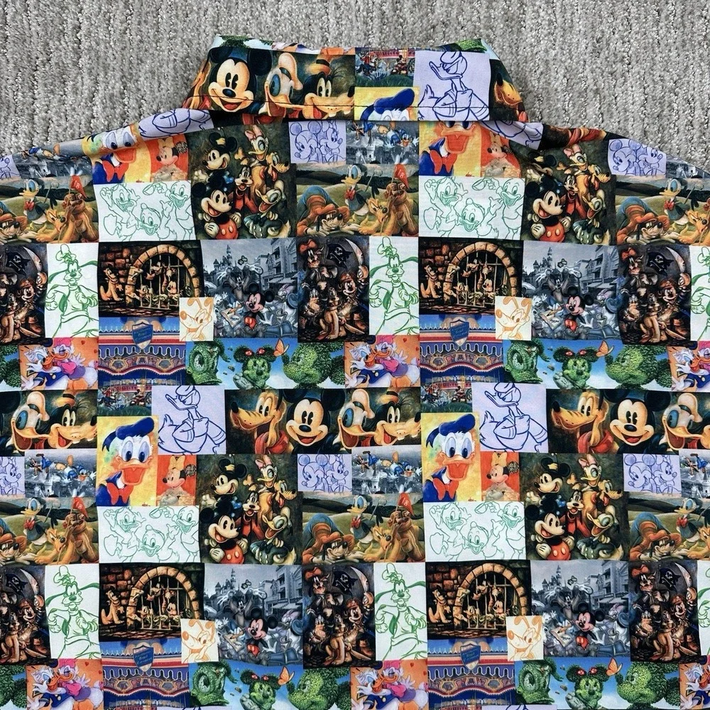 Disney Parks Mickey Mouse and Friends‎ Button-Up Camp Shirt AOP EUC XXL